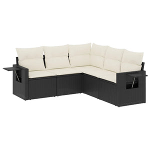 Set Divani da Giardino 5 pz con Cuscini in Polyrattan Nero 3252483