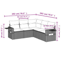 Set Divani da Giardino 5 pz con Cuscini in Polyrattan Nero 3252483