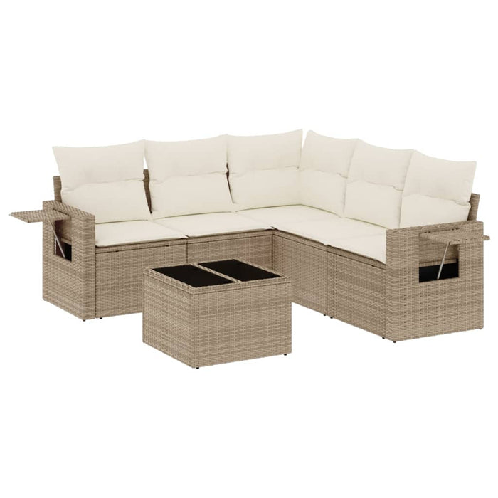 Set Divano da Giardino 6 pz con Cuscini Beige in Polyrattan 3252495