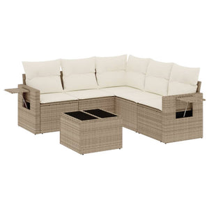 Set Divano da Giardino 6 pz con Cuscini Beige in Polyrattan 3252495
