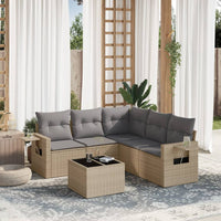 Set Divano da Giardino 6 pz con Cuscini Beige in Polyrattan 3252496