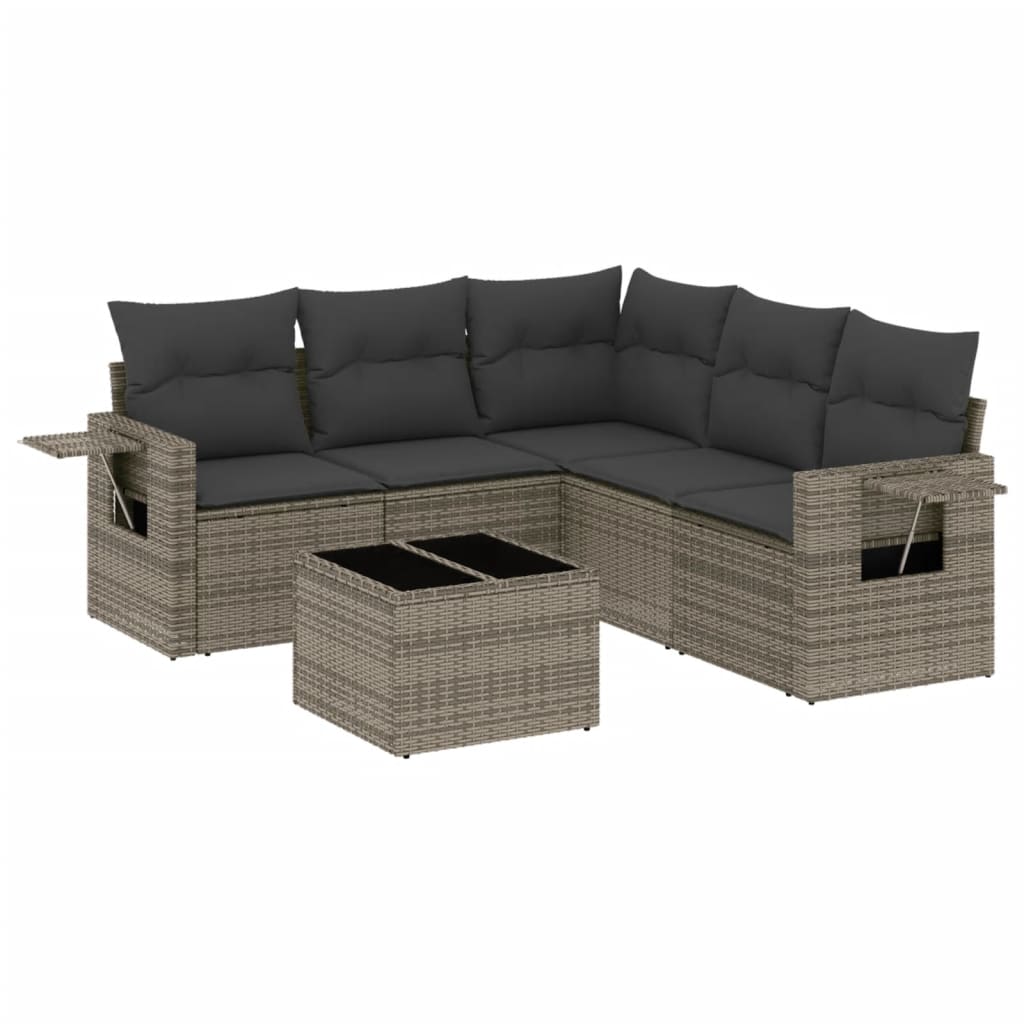 Set Divano da Giardino 6 pz con Cuscini Grigio in Polyrattan 3252497