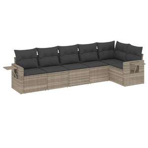 Set Divano da Giardino 6pz con Cuscini Grigio Chiaro Polyrattan 3252529