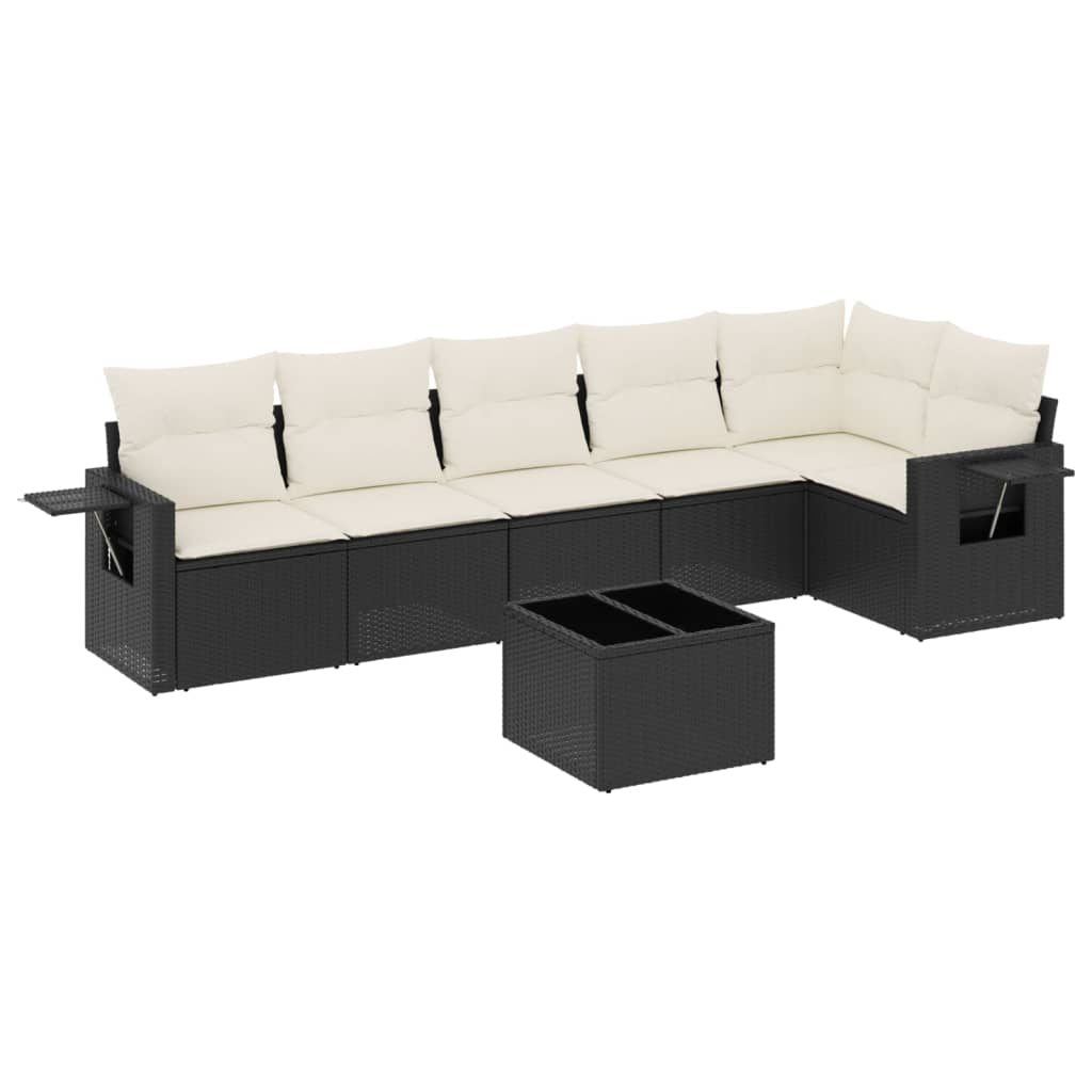 Set Divani da Giardino con Cuscini 7pz Nero Polyrattan 3252533