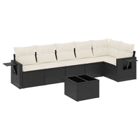 Set Divani da Giardino con Cuscini 7pz Nero Polyrattan 3252533