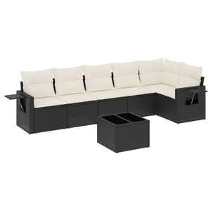 Set Divani da Giardino con Cuscini 7pz Nero Polyrattan 3252533