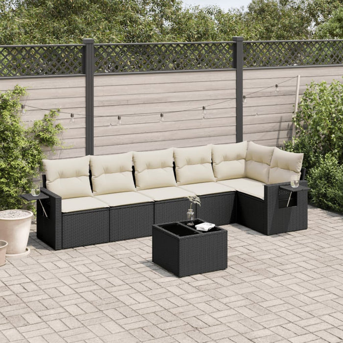 Set Divani da Giardino con Cuscini 7pz Nero Polyrattan 3252533