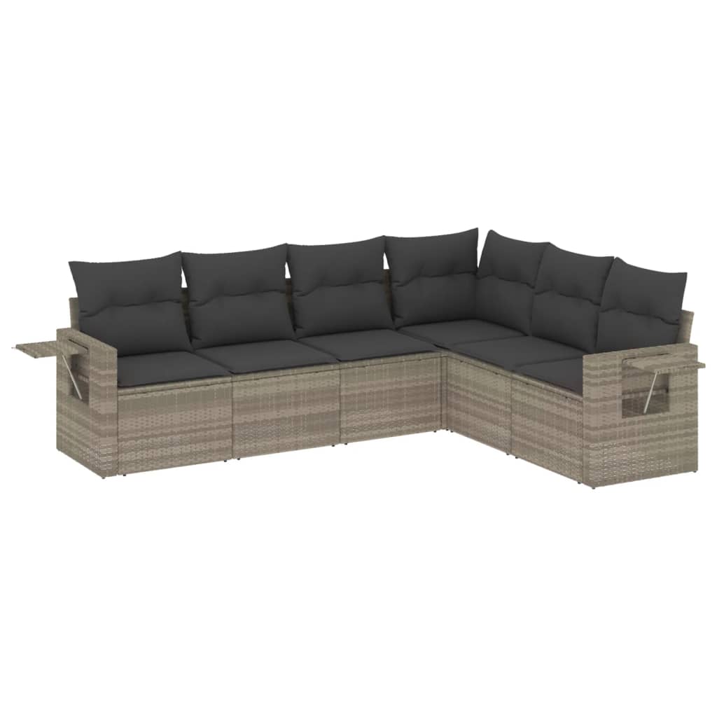 Set Divano da Giardino 6pz con Cuscini Grigio Chiaro Polyrattan 3252549