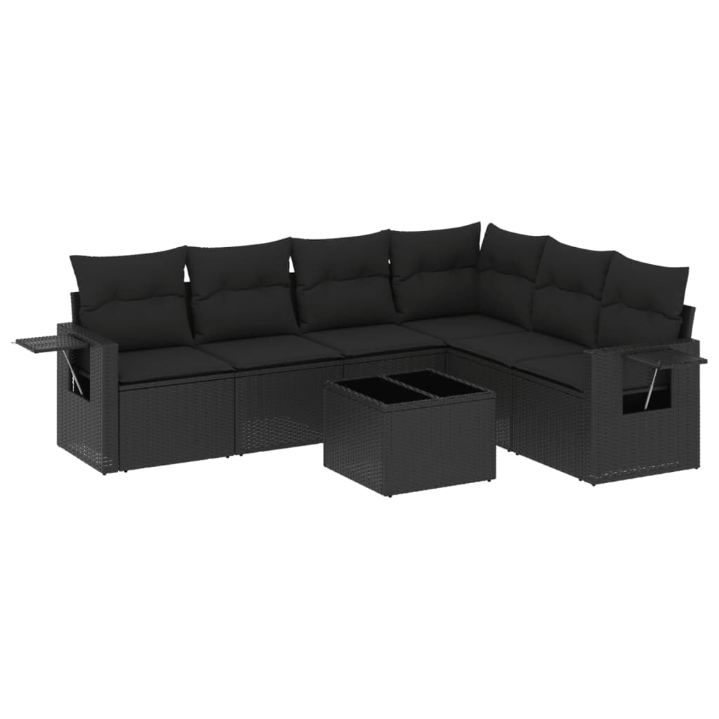 Set Divani da Giardino con Cuscini 7pz Nero Polyrattan 3252552