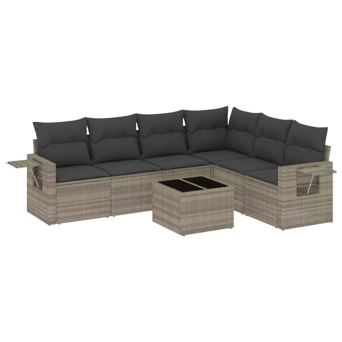 Set Divani da Giardino 7pz con Cuscini Grigio Chiaro Polyrattan 3252559