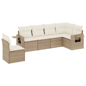 Set Divano da Giardino 6 pz con Cuscini Beige in Polyrattan 3252565