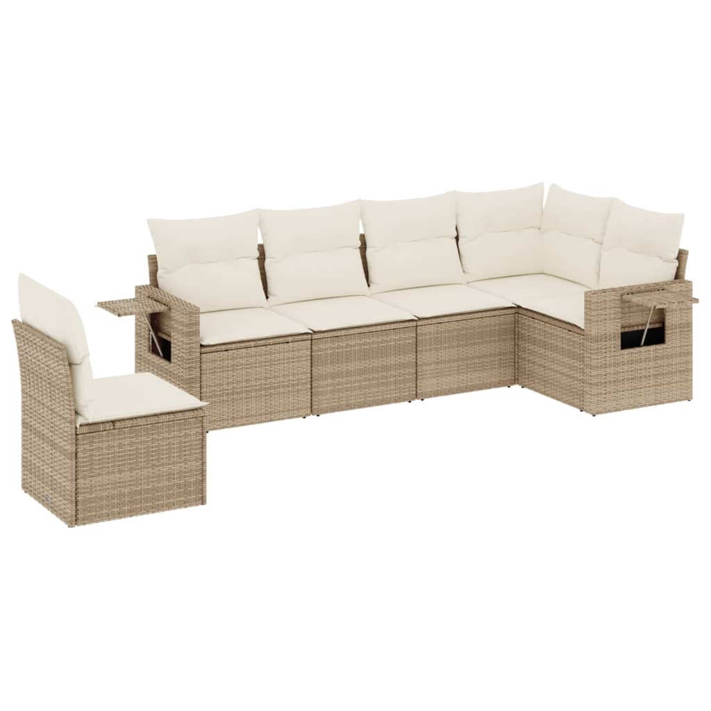 Set Divano da Giardino 6 pz con Cuscini Beige in Polyrattancod mxl 113947