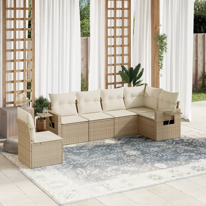 Set Divano da Giardino 6 pz con Cuscini Beige in Polyrattancod mxl 113947