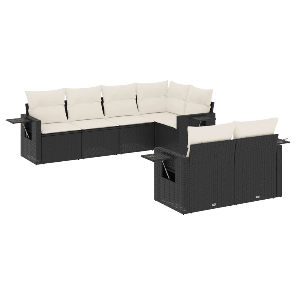 Set Divani da Giardino con Cuscini 7pz Nero Polyrattan 3252743