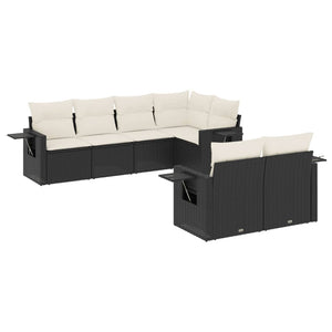 Set Divani da Giardino con Cuscini 7pz Nero Polyrattan 3252743