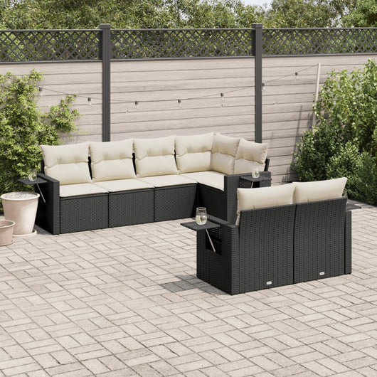 Set Divani da Giardino con Cuscini 7pz Nero Polyrattan 3252743