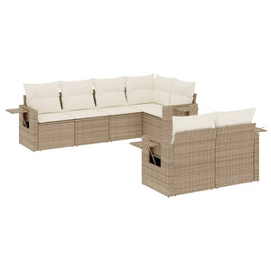 Set Divani da Giardino 7 pz con Cuscini Beige in Polyrattan 3252745