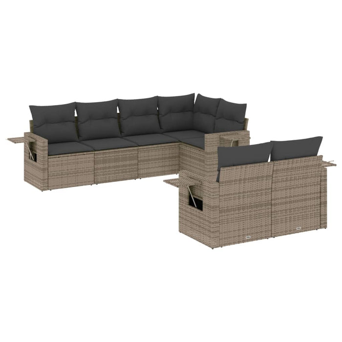 Set Divani da Giardino 7 pz con Cuscini Grigio in Polyrattan 3252747