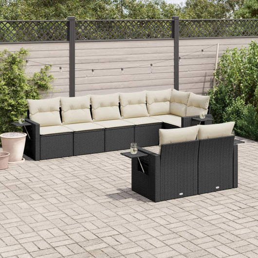 Set Divani da Giardino con Cuscini 8 pz Nero in Polyrattan 3252753
