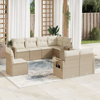 Set Divano da Giardino 8 pz con Cuscini Beige in Polyrattan 3252775