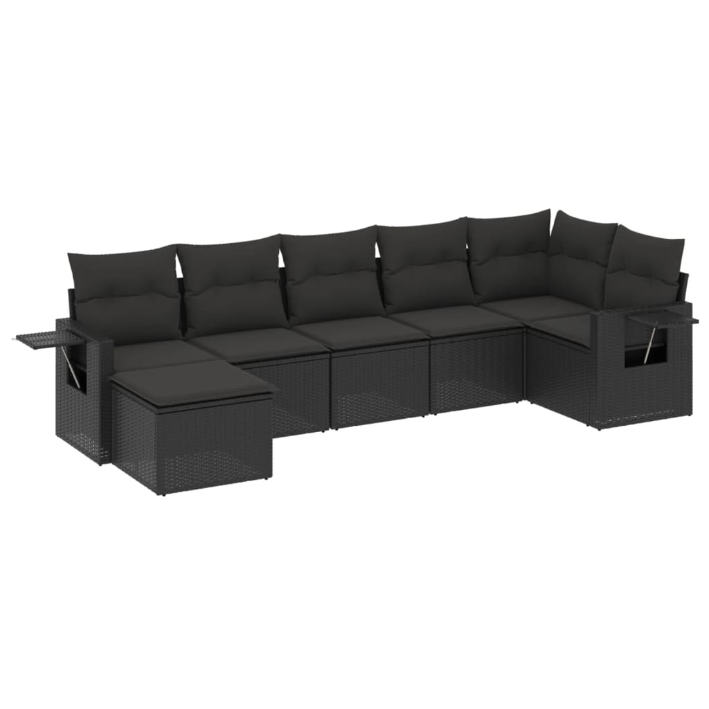 Set Divani da Giardino con Cuscini 7pz Nero Polyrattan 3252812
