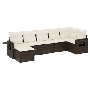Set Divani da Giardino 7 pz con Cuscini Marrone in Polyrattan 3252820
