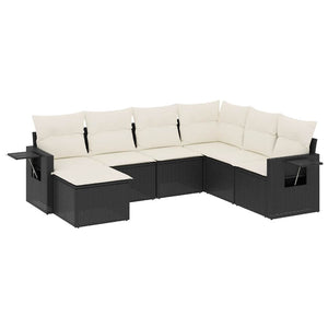 Set Divani da Giardino con Cuscini 7pz Nero Polyrattan 3252833