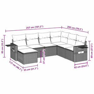 Set Divani da Giardino con Cuscini 7pz Nero Polyrattan 3252833