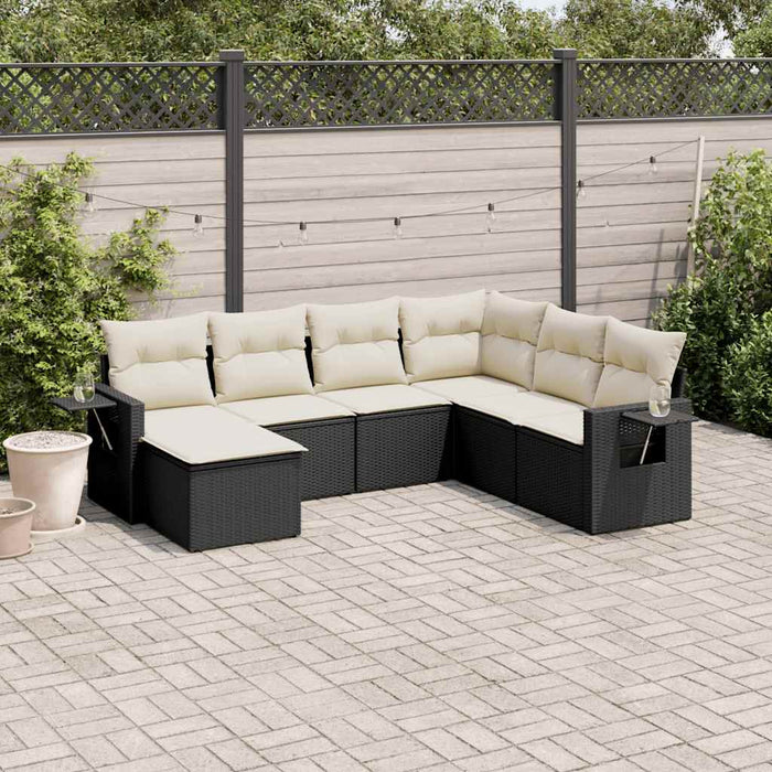 Set Divani da Giardino con Cuscini 7pz Nero Polyrattan 3252833