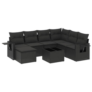Set Divani da Giardino con Cuscini 8 pz Nero in Polyrattan 3252842