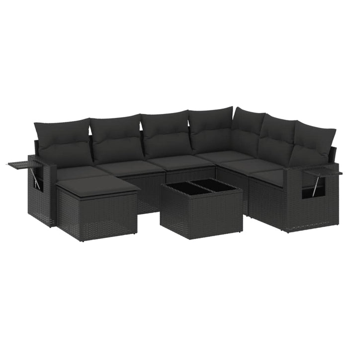 Set Divani da Giardino con Cuscini 8 pz Nero in Polyrattancod mxl 90482