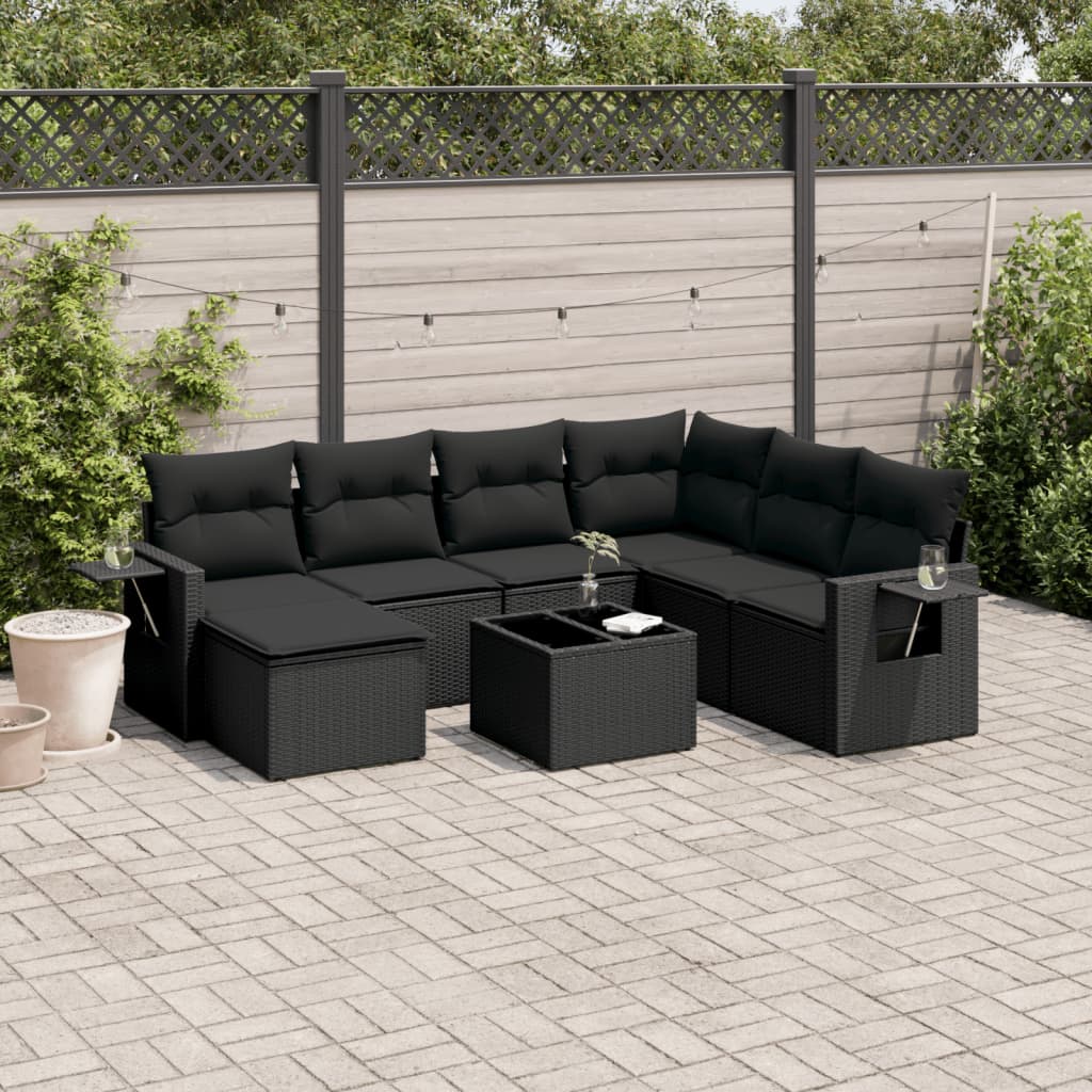 Set Divani da Giardino con Cuscini 8 pz Nero in Polyrattancod mxl 90482