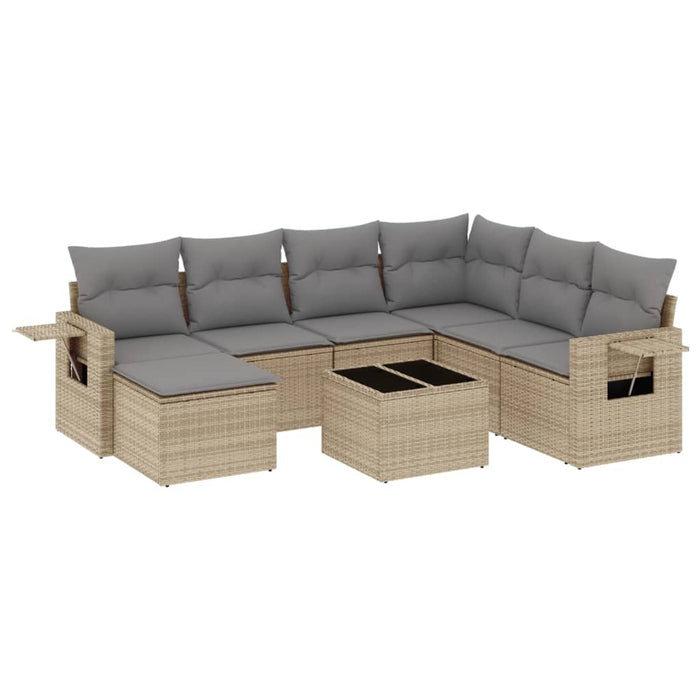 Set Divano da Giardino 8 pz con Cuscini Beige in Polyrattan 3252846