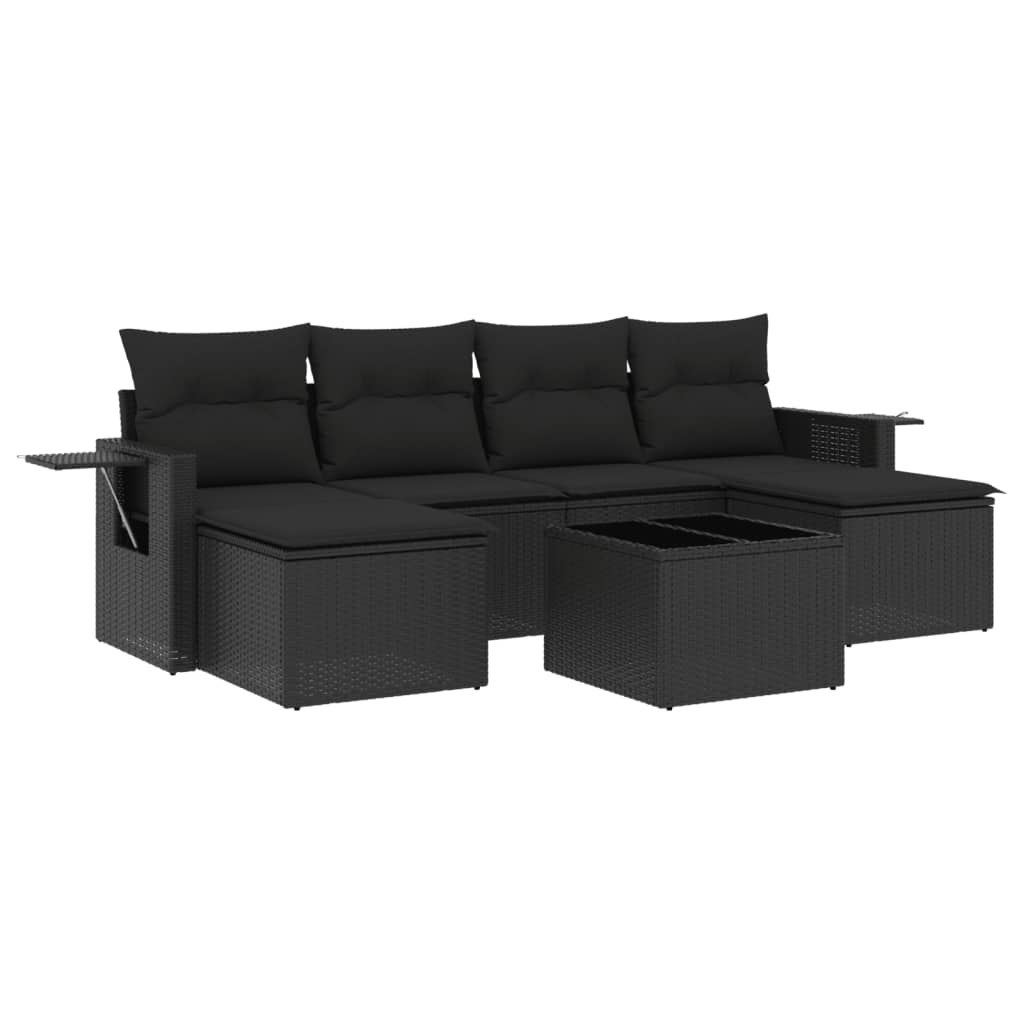 Set Divani da Giardino con Cuscini 7pz Nero Polyrattan 3252862