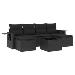 Set Divani da Giardino con Cuscini 7pz Nero Polyrattan 3252862