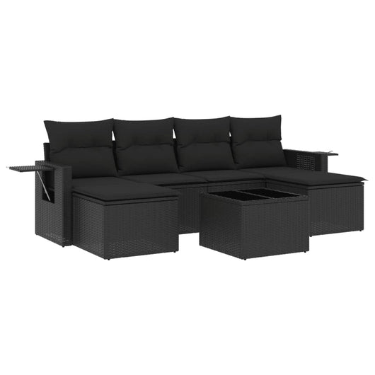 Set Divani da Giardino con Cuscini 7pz Nero Polyrattan 3252862