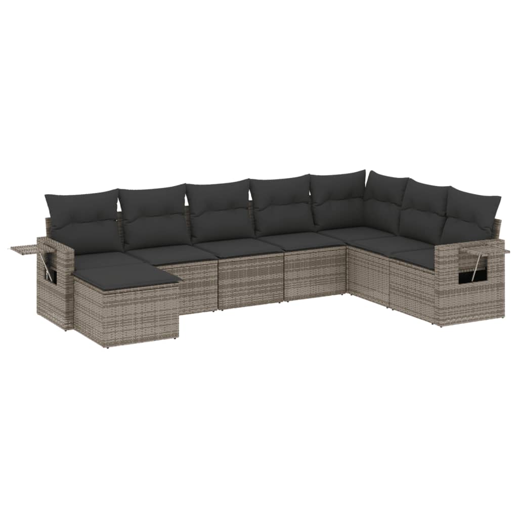 Set Divano da Giardino 8 pz con Cuscini Grigio in Polyrattan 3252897