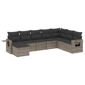 Set Divano da Giardino 8 pz con Cuscini Grigio in Polyrattan 3252897