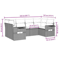 Set Divano da Giardino 6 pz con Cuscini Marrone in Polyrattan