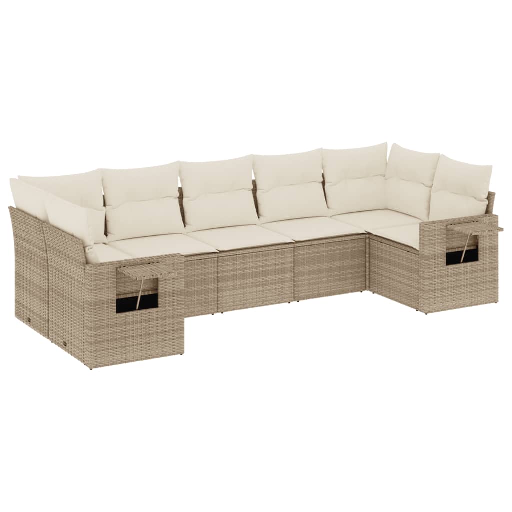 Set Divani da Giardino 7 pz con Cuscini Beige in Polyrattan 3252925