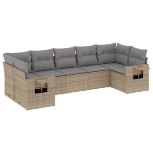 Set Divani da Giardino 7 pz con Cuscini Beige in Polyrattan 3252926