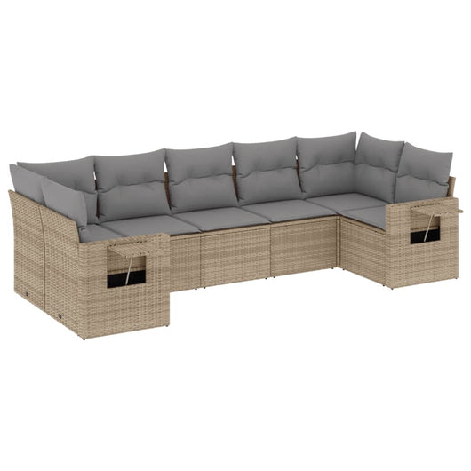 Set Divani da Giardino 7 pz con Cuscini Beige in Polyrattan 3252926