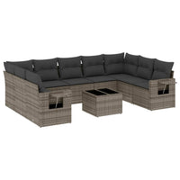 Set Divano da Giardino 10 pz con Cuscini Grigio in Polyrattan 3252947