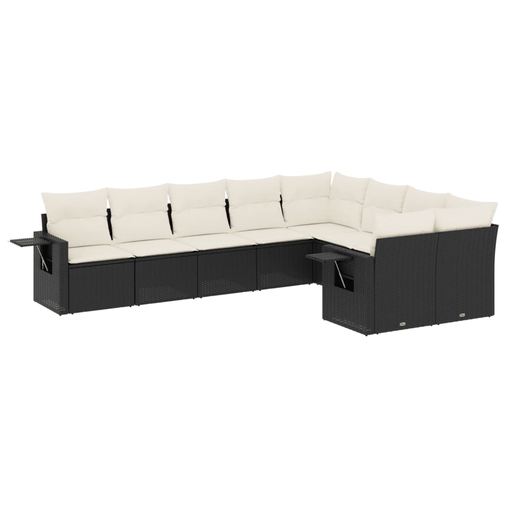 Set Divani da Giardino 9 pz con Cuscini Nero in Polyrattancod mxl 112867