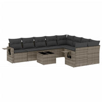 Set Divano da Giardino 10 pz con Cuscini Grigio in Polyrattan 3252987