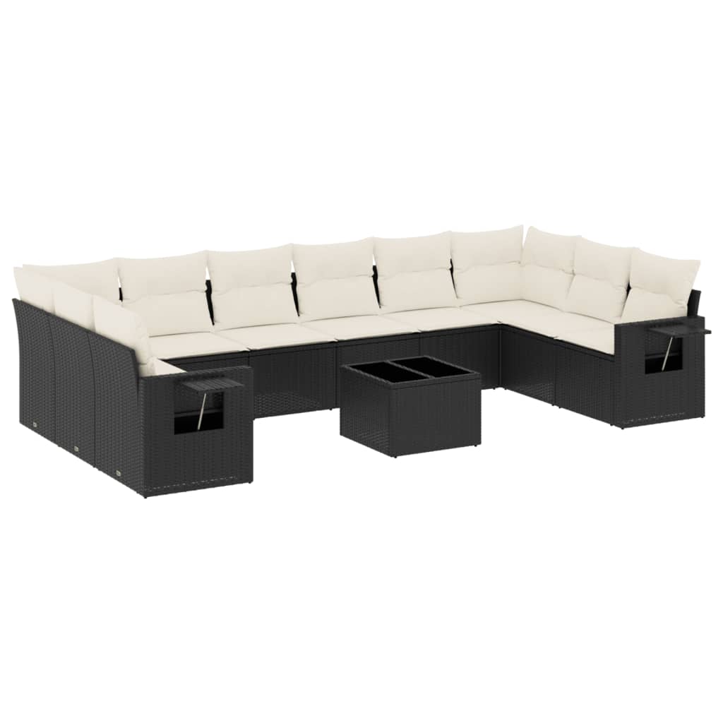 Set Divani da Giardino 11 pz con Cuscini in Polyrattan Nero 3253013
