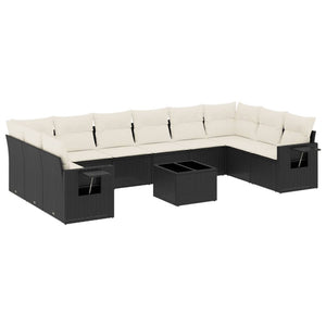 Set Divani da Giardino 11 pz con Cuscini in Polyrattan Nero 3253013