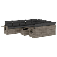Set Divani da Giardino 11 pz con Cuscini in Polyrattan Grigio 3253037