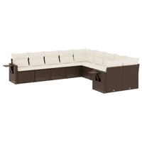 Set Divani da Giardino 10pz con Cuscini in Polyrattan Marrone 3253050