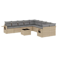 Set Divani da Giardino 11 pz con Cuscini Beige in Polyrattan